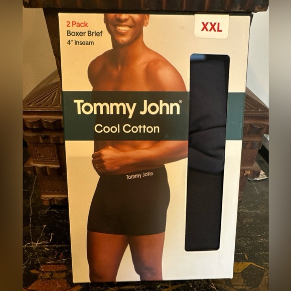 2 Pack Tommy John Cool Cotton Black Boxer Brief 4” Inseam Sz XXL New - Picture 1 of 4